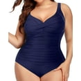 thumbnail image 2 of Zenbriele Womens Plus Size Ruched One Piece Swimsuits Tummy Control Bathing Suits Beach Swim Wear, 2 of 6
