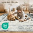 thumbnail image 4 of ODIKA 6'x9' Washable Area Rug Easy Care, Non-Shedding, Large Ornate Distressed Mosaic Filigree Traditional Retro Grey for Queen Size Bedroom Under Bed Master Suite, 4 of 7