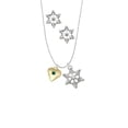 thumbnail image 2 of Delight Jewelry Goldtone Large May - Green Crystal Heart Silver tone Snowflake Charm Necklace and Stud Earrings, 2 of 4