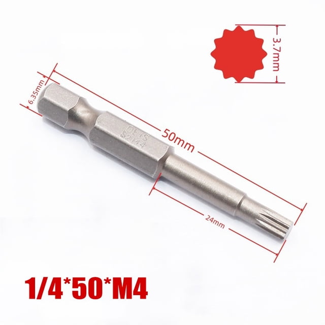 Bgsha Embout de Tournevis Torx 12 Pointes 50 mm, Corps Hexagonal 6,35 mm, Magnétique - M-12 en Option