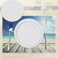 thumbnail image 3 of Ambesonne Landscape Place Mats Set of 4, Exotic Ocean Nautical, Standard Size, Cream Turquoise White, 3 of 6
