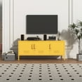thumbnail image 2 of 3 Door Lockable Metal TV Stand Storage Cabinet with Accent Cabinet Locker, Wide Heavy Duty Media Console for Large 100+ Inch TVs, Home Office Entertainment Center, Yellow 22"H X 47.3"W X 13.8"D, 2 of 10
