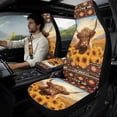 thumbnail image 2 of Xixirimido Car Seat Covers Front Seats Leather Universal Fit for Cars, Vans, Trucks, SUV, Set of 5 Car Seat Protector with Seatbelt Covers & Center Console Cover, Sunflower Ethnic Highland Cattle, 2 of 8