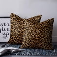 thumbnail image 2 of 14x14 Pillow Covers Set of 2, Brown Leopard Print Throw Pillow Covers Decorative Couch Cushion Case, Classic Abstract Animal Patterned Microfiber Square Pillowcases for Bedroom Car Living Room, 2 of 7