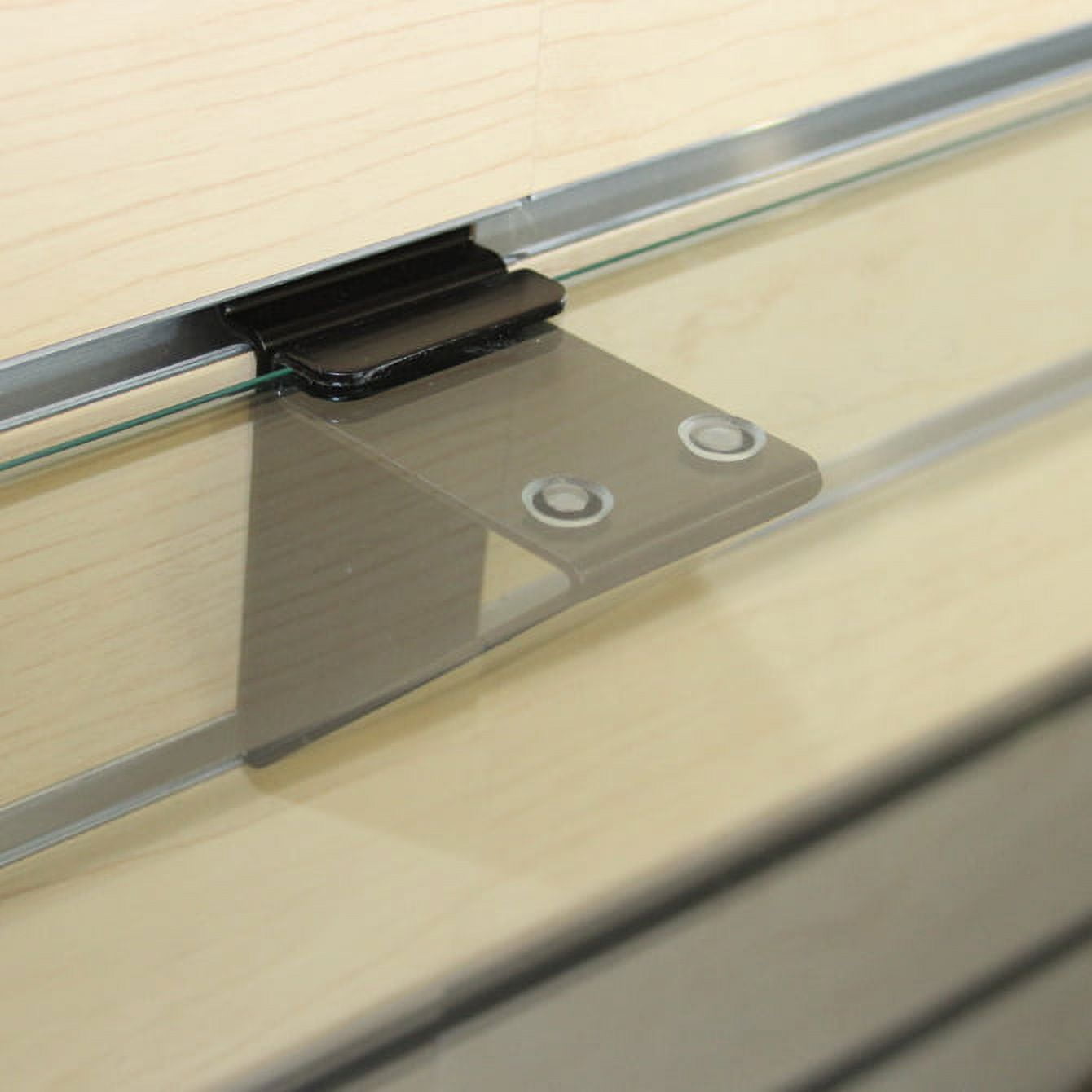 Slatwall Glass Shelf Brackets - Low Profile, Silver, 4 Pack, Holds 12" Deep Shelves