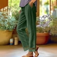 thumbnail image 3 of 2026 Cotton Linen Pants Women Summer Lightweight Lace Patchwork Elastic Waist Straight Leg Pant with Pockets, 3 of 5