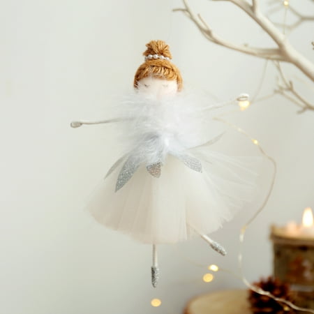 

〖Yilirongyumm〗 Home Decor Plush Pendant Creative Girl Tree Christmas Pendant Decoration Christmas Ballet Supplies Angel Christmas Decoration & Hangs