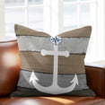 thumbnail image 2 of White Anchor Throw Pillow Cover Costal Brown Grey Stripes Wood Grain Bottom Cotton Linen Cushion Cover Throw Pillow Case with Invisible Zipper for Couch Sofa Bed Chair Car 20x20 Inch, 2 of 14
