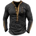 thumbnail image 3 of MiYuan Mens Distressed Henley Raglan Long Sleeve Shirts Front Placket Retro Long Sleeve Tee Shirts Casual Button down Washed T-Shirts for Men, 3 of 5