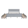 thumbnail image 4 of Queen Size Gray Bed Frame, Classic Platform Bed with Four Storage Drawers and Solid Wood Frame, Storage Bed with Streamlined Headboard for Kids, Teens, Adults, No Box Spring Needed, 4 of 9