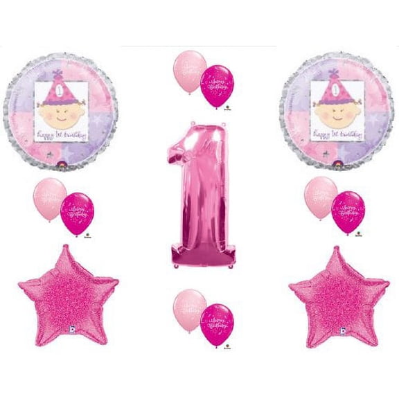 Baby Girl 1st First Happy Birthday Party balloons Decorations Supplies