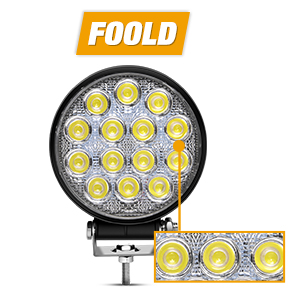 Waywe 2 PCS 4.5Inch 42W Led Round Lights Off Road led Flood Light 4200LM Driving Roof Pods Lamp Bumper Lights with 16AWG Wiring Harness Kit-2 Leads for Trucks Tractor ATV Jeep