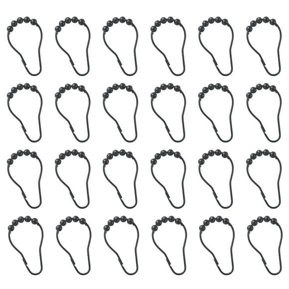 Shower Curtain Hooks Rings Metal Shower Curtain Hooks Rings for Bathroom Shower Rods Curtains Set of 24 Black,24 x Shower Curtain Hooks Rings,Black