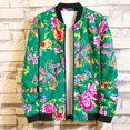 thumbnail image 2 of WREESH Fashion Jacket Men'S New Printed Top Floral Stand Up Collar Jacket Men'S Casual Jacket Jacket Green, 2 of 5