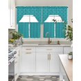 thumbnail image 5 of Teal Morocco Kitchen Curtains Sets 36 Inch Length with Valance, Geometric Leaf Diamond Lattice Abstract Swag Valances and Tiers Curtain Set Drapes Swag Curtains for Living Room, Bathroom, Bedroom, 5 of 6