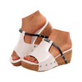 thumbnail image 3 of IUJSOY Womens Sandals Fashion Slip on Shoes Peep Toe Platform Chunky Sandals Wedges Heels for Women, 3 of 8