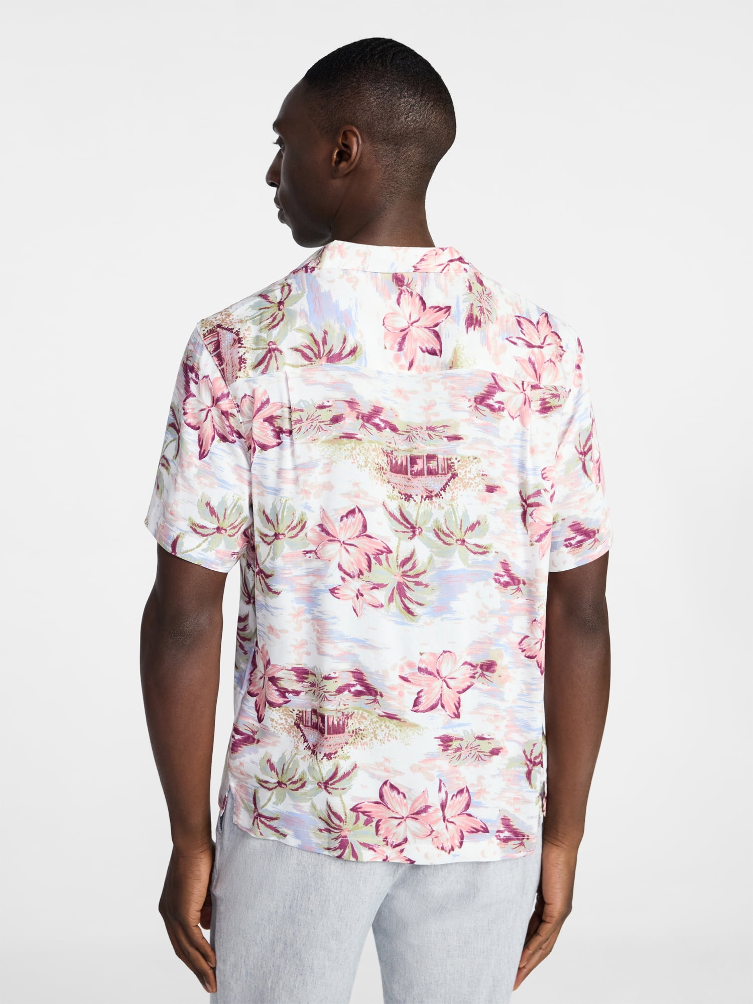 George Men's Relaxed Fit Printed Camp Shirt with Short Sleeves, Sizes S-3XLT