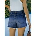 thumbnail image 3 of Pink Queen Women Summer Denim Shorts Mid Rise Ripped Faryed Hem Distressed Strectch Short Jeans S-2XL, 3 of 4