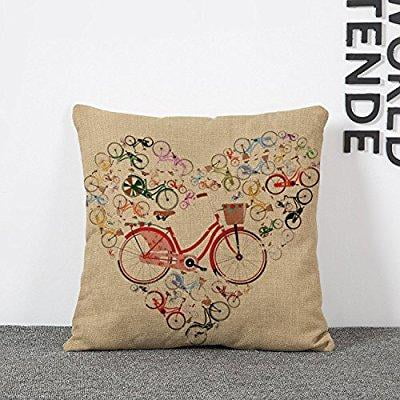 bicycle print throw pillow covers lumbar cushions linen decorative pillow covers - Walmart.com