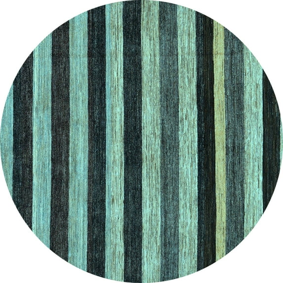 Ahgly Company Indoor Round Abstract Light Blue Modern Area Rugs, 7' Round