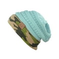 thumbnail image 2 of NYFASHION101 Warm Soft Stretch Cable Knit Camo Cuff Slouchy Beanie - Mint, 2 of 3