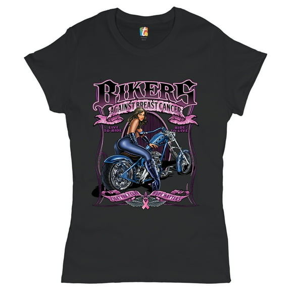 Tee Hunt Bikers Against Breast Cancer T-Shrit Fight for a Cure Hope Matters Women's T-Shirt Tee
