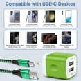 thumbnail image 5 of USB Charger Block, 3 Pack USB Wall Charger with 6FT Type C Charger Cable Cord USB-C Charging Cable, Dual Port Phone Charger Android Fast Charging Block USB Plug Adapter USB Charging Block[Green], 5 of 7