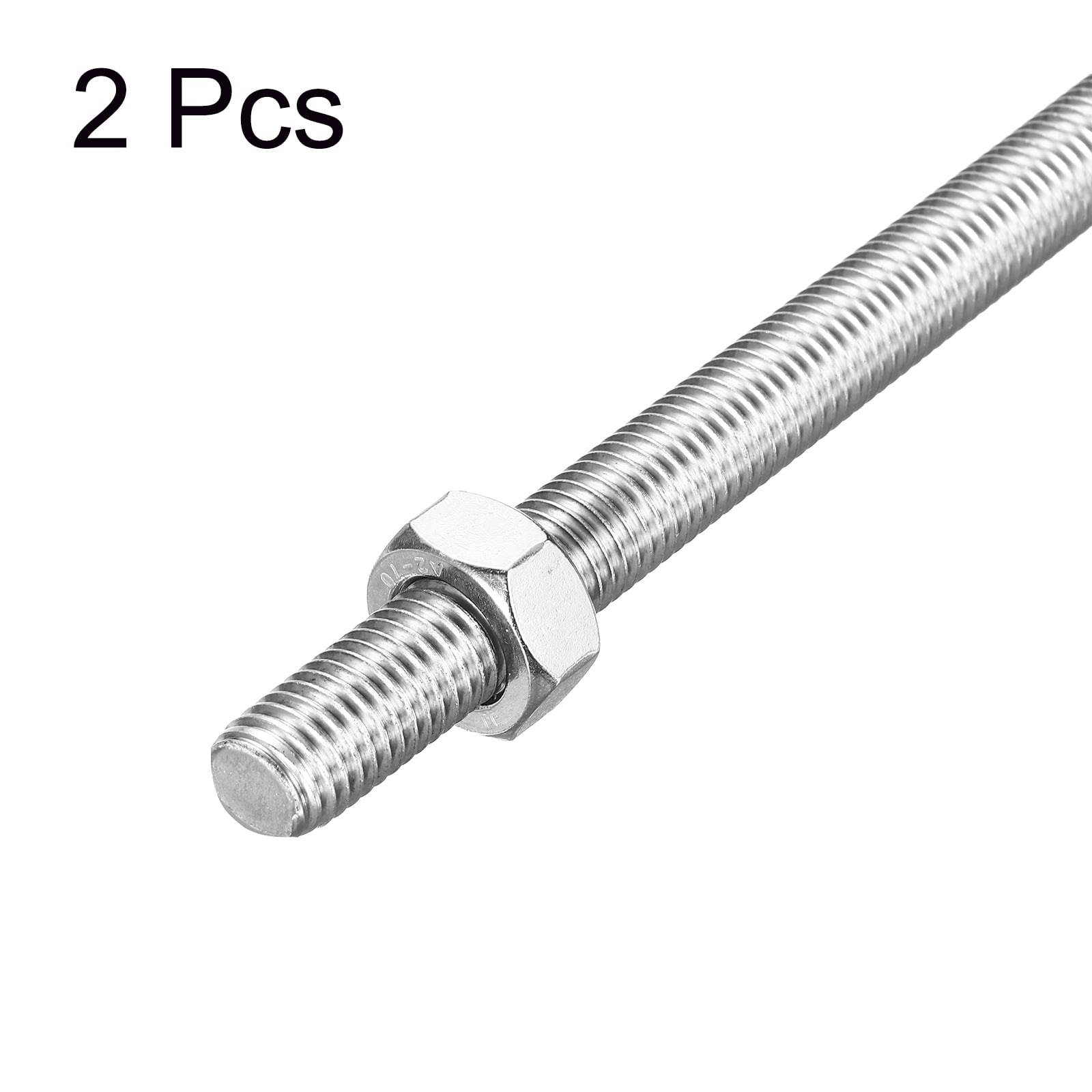 Fully Threaded Rod M14 x 300mm 2mm Pitch 304 Stainless Steel Right Hands 2pcs
