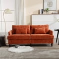 thumbnail image 2 of Breathable Orange Chenille Loveseat with Solid Wood Frame / Ideal for Relaxing at Home, 2 of 6