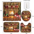 thumbnail image 2 of RV Juego de cortinas de ducha de 4 piezas, Feliz Navidad, felices fiestas abstractas con alfombras antideslizantes, tapa de inodoro y alfombrilla de baño, duradero e impermeable, para decoración de baño, 72 x 72 pulgadas Rojo Verde, 2 of 5