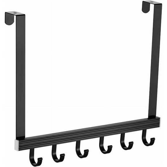 Door Organizer, Heavy Duty Over The Door Hooks, Universal Size Stainless Steel Coat Hanger for Living Room Bedroom Bathroom Kitchen (Black)