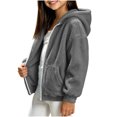 thumbnail image 5 of Girls Fleece Hooded Jacket Loose Fit Long Sleeve Coats With Pocket Teen Warm Winter Outerwear Clothes 5-15 Years, 5 of 5