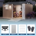 thumbnail image 6 of Garvee 10 x 8 FT Outdoor Storage Shed with Pushable Window, LED Light & Pegboard, Metal Garden Shed with Sloped Roof, Air Vent & Lockable Doors, Brown, 6 of 8