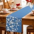thumbnail image 5 of Spring Floral Table Runner 90 Inches, White Cherry Blossom Fowers Sky Blue Bed Runner Dresser Scarves Tabletop for Indoor Outdoor Parties/Ceremony/Banquet, 13" x 90", 5 of 9