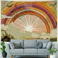 thumbnail image 4 of Creowell  Vintage 70s 60s Groovy Tapestry, Retro Flowers Clouds Sun and Rainbow Tapestry Wall Hanging, Orange Boho Aesthetic Tapestry for Bedroom Living Room Dorm Decor 50x40inch, 4 of 6