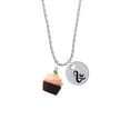 thumbnail image 2 of Delight Jewelry Resin Chocolate Cupcake with Pink Frosting Silvertone Script Initial Disc - & - Charm Necklace, 20"+3", 2 of 4
