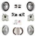 thumbnail image 1 of Transit Auto Front Rear Disc Brake Caliper Coated Rotors Drums Ceramic Pads Shoes Wheel Cylinders and Hardware Kit (11Pc) for Car Volkswagen Jetta with 288mm Diameter Rotor KCG-100363T, 1 of 11