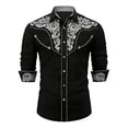 thumbnail image 4 of sususu Men's Western Denim Shirt Casual Long Sleeve Button Down Top for Everyday Wear Black1 XL, 4 of 6