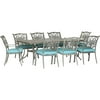 Hanover Traditions 9-Piece Dining Set in Blue with 8 Stationary Chairs and a 42" x 84" Dining Table in a Gray Finish