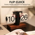 thumbnail image 2 of Flip Desk Clock, Retro Vintage Flip Desk Table Clock, Digital Flip Clock Sided Large Numbers Mechanical Flip Clock Wood Base for Living Room, Study Room and Office（Black）, 2 of 8