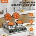 thumbnail image 2 of VEVOR Commercial Waffle Maker, Dual-Head Round Waffle Baker Machine, 2460W Non-Stick Stainless Steel Belgian Waffle Iron with Temp and Time Control, Handle, for Restaurant Bakery Snack Bar Family, 2 of 6