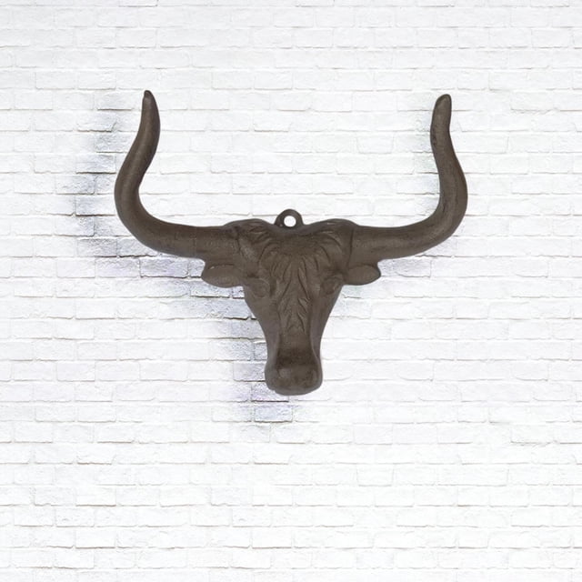Gancho de pared para sombreros, diseño de cabeza de toros, decoración rústica occidental, colgador de pared decorativo de Metal para gorras de béisbol