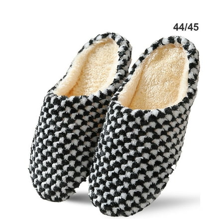 

Winter Warm Home Stripe Anti-Slip Soft Sole Slippers Shoes Furry Cozy Slippers Shoes Bedroom Slippers Slip-on Shoes For Men/Women