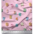 thumbnail image 1 of Soimoi Polyester Crepe Fabric Numbers & Alphabets Text Print Fabric by The Yard 52 Inch Wide, 1 of 3