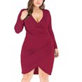 thumbnail image 3 of Plus Size Dress for Women V Neck Solid Color Long Sleeve Tight Dress Ruched Slim Fitted Elegant Formal Cocktail Dress, 3 of 6