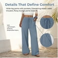 thumbnail image 5 of Olaglory Wide Leg Pants for Women Flowy Palazzo Drawstring Elastic Waist Trousers with Pockets Summer Beach Vacation Clothes, Black, 5 of 7