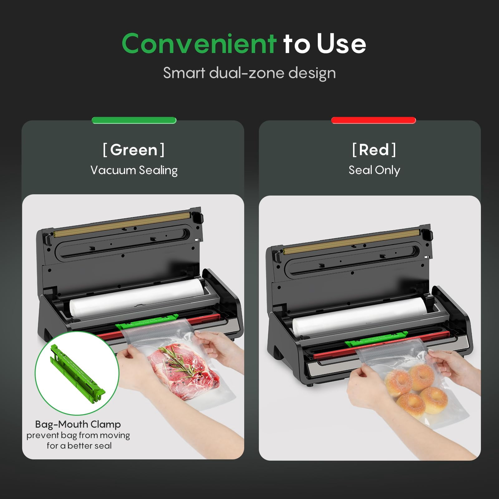 Food Vacuum Sealer Silver Large with Automatic Bag Detection
