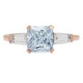 thumbnail image 3 of 1.62 ct Square Emerald Cut Simulated Blue Diamond 3 Stone 14K Rose Gold Womens Engagement Ring, 3 of 4