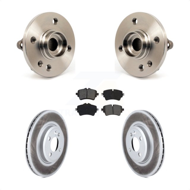Transit Auto Front Hub Bearing Assembly Coated Disc Brake Rotors and Semi-Metallic Pads Kit for Car 2015 Mini Cooper 1.6L with 294mm Diameter Rotor KBB-127706