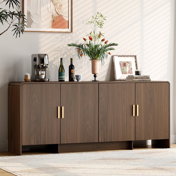 70" Sideboard Buffet Cabinet with Adjustable Shelves Storage Walnut